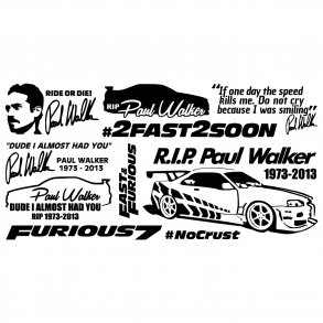 RIP Paul Walker ark - 10 stickers - 58x29cm.